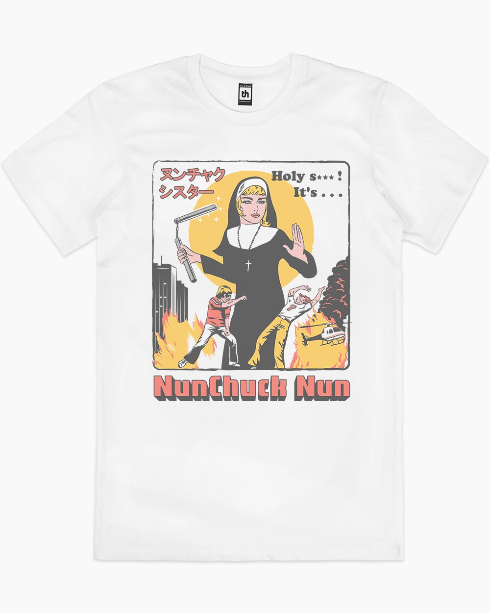 Nunchuck Nun T-Shirt Australia Online #colour_white