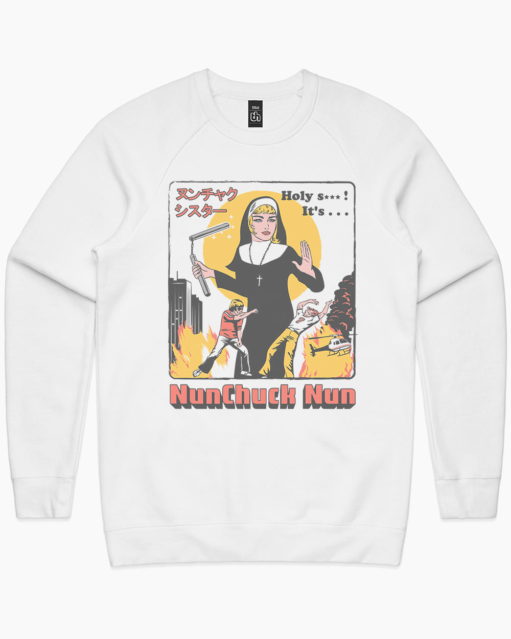 Nunchuck Nun Sweater Australia Online #colour_white