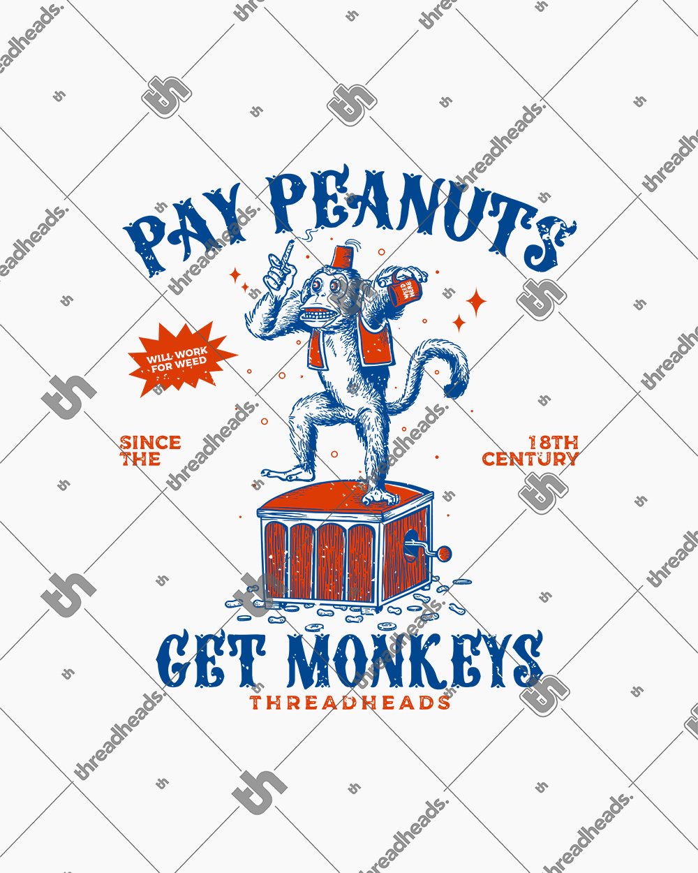 Pay Peanuts Get Monkeys Hoodie Australia Online #colour_white