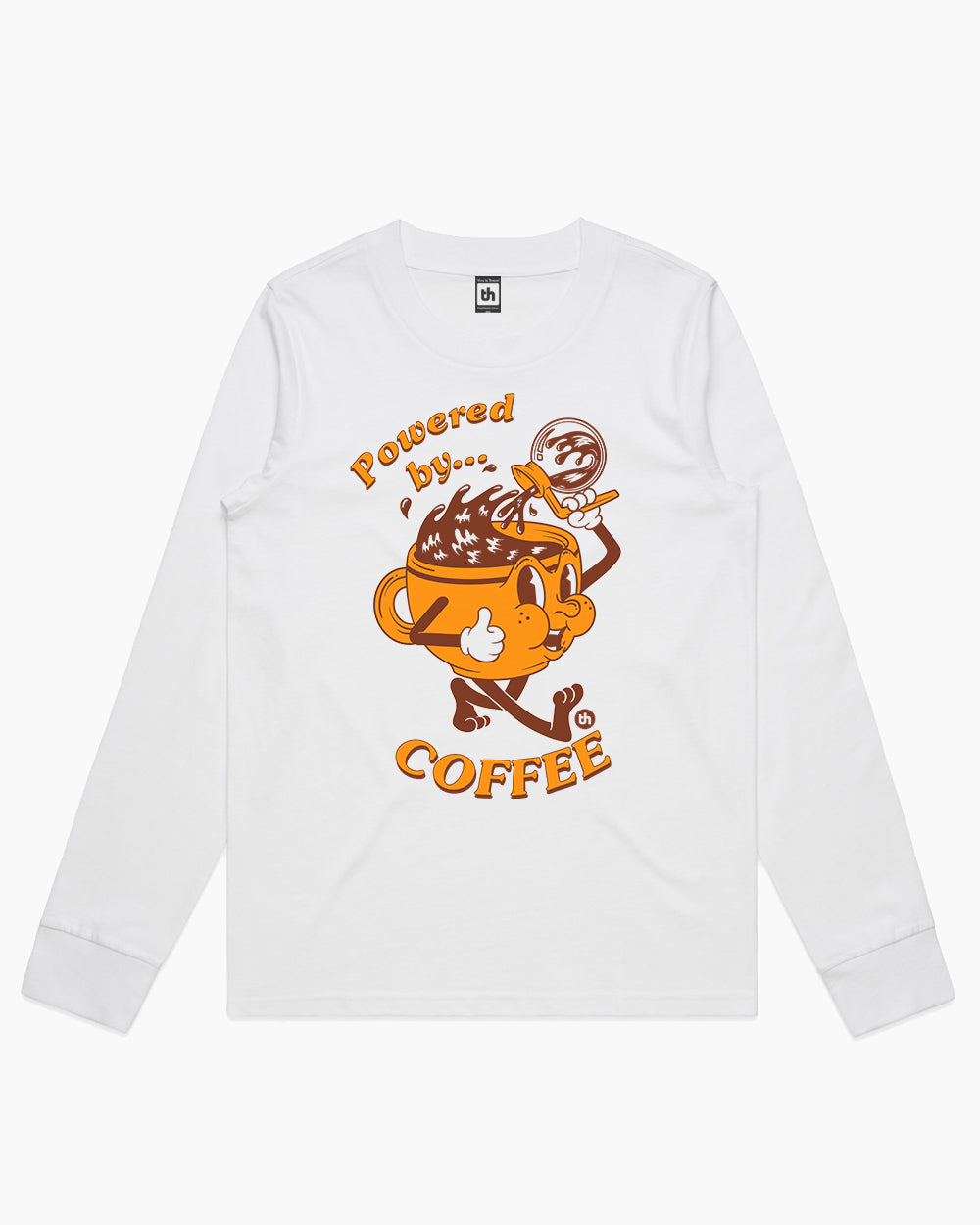 Powered by Coffee Long Sleeve Australia Online #colour_white
