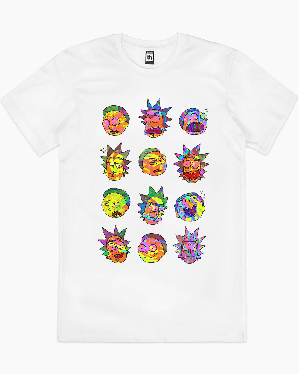 Rick and Morty Many Faces T-Shirt Australia Online #colour_white