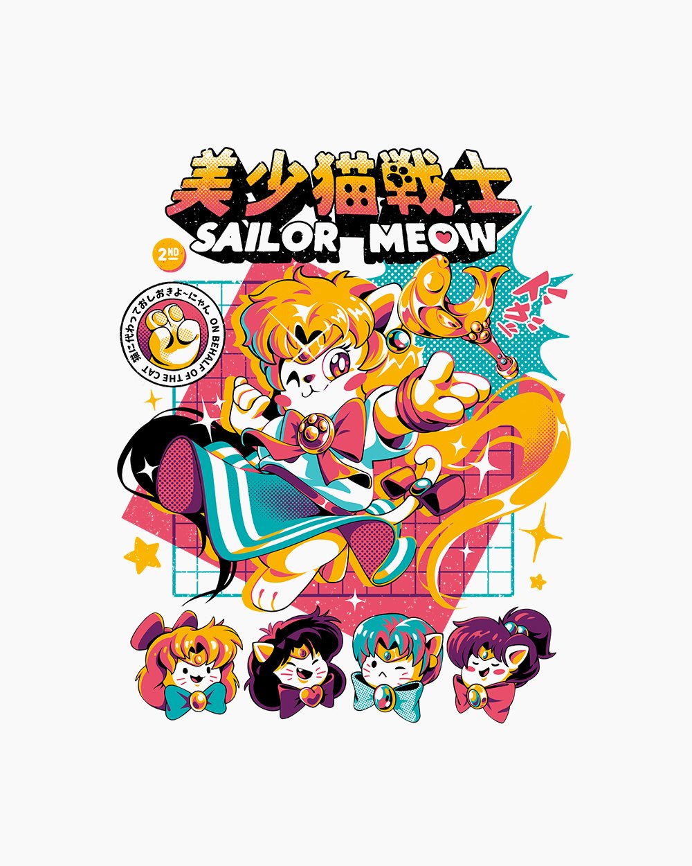Sailor Meow II T-Shirt Australia Online #colour_white