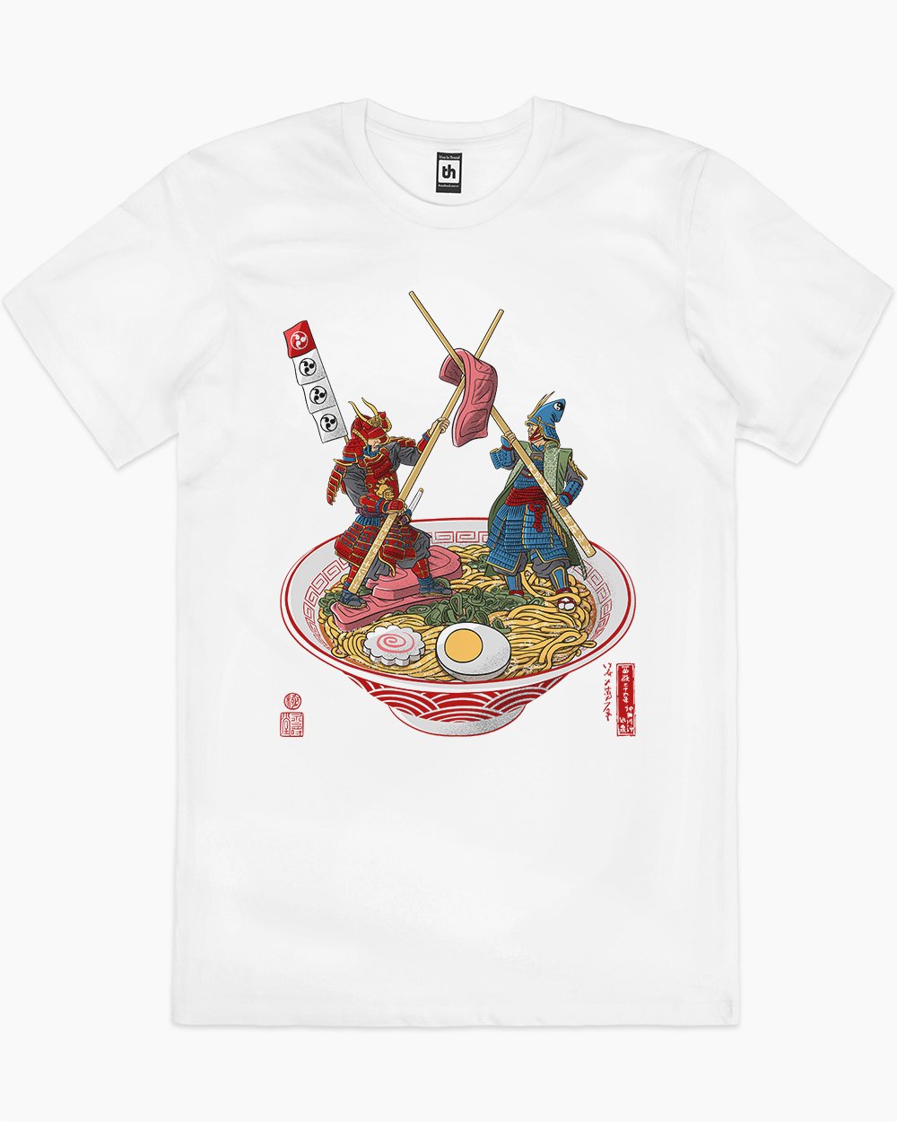 Samurai Duel over Ramen T-Shirt Australia Online #colour_white