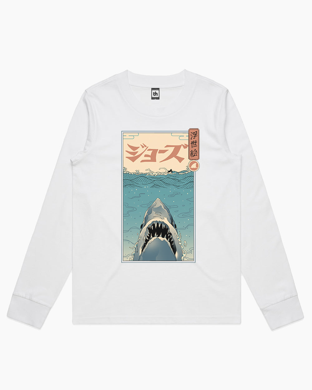 Shark Ukiyo-e Long Sleeve Australia Online #colour_white