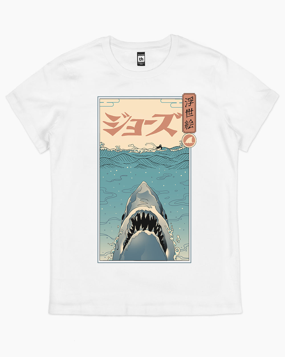 Shark Ukiyo-e T-Shirt Australia Online #colour_white