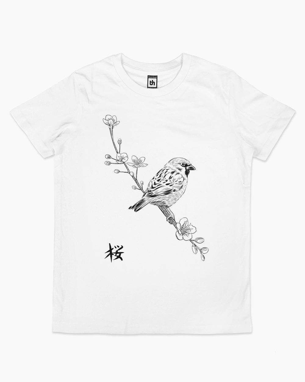 Sparrow on Cherry Kids T-Shirt Australia Online #colour_white