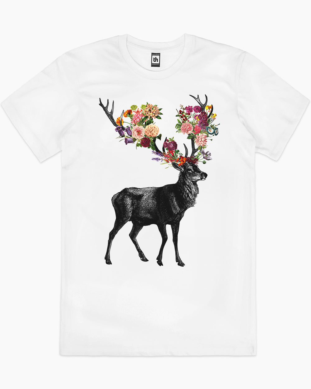 Spring Itself Deer Floral T-Shirt Australia Online #colour_white