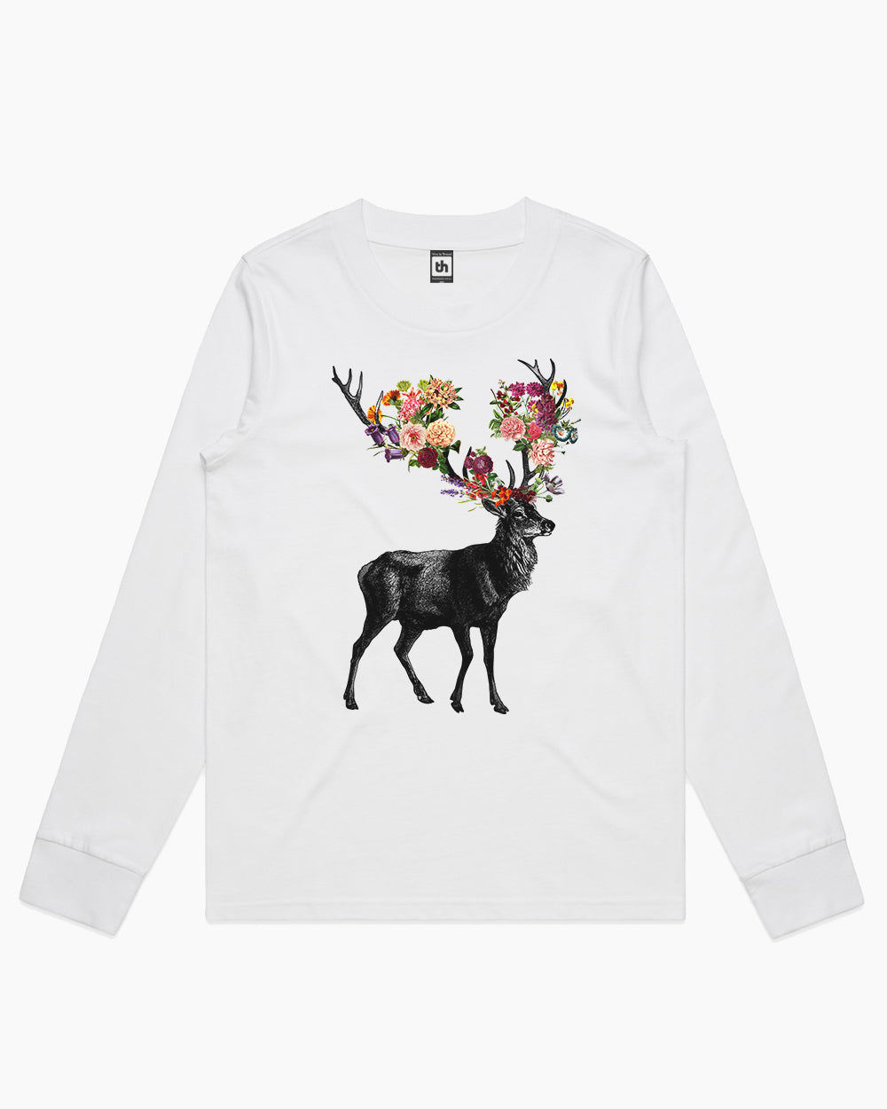 Spring Itself Deer Floral Long Sleeve Australia Online #colour_white