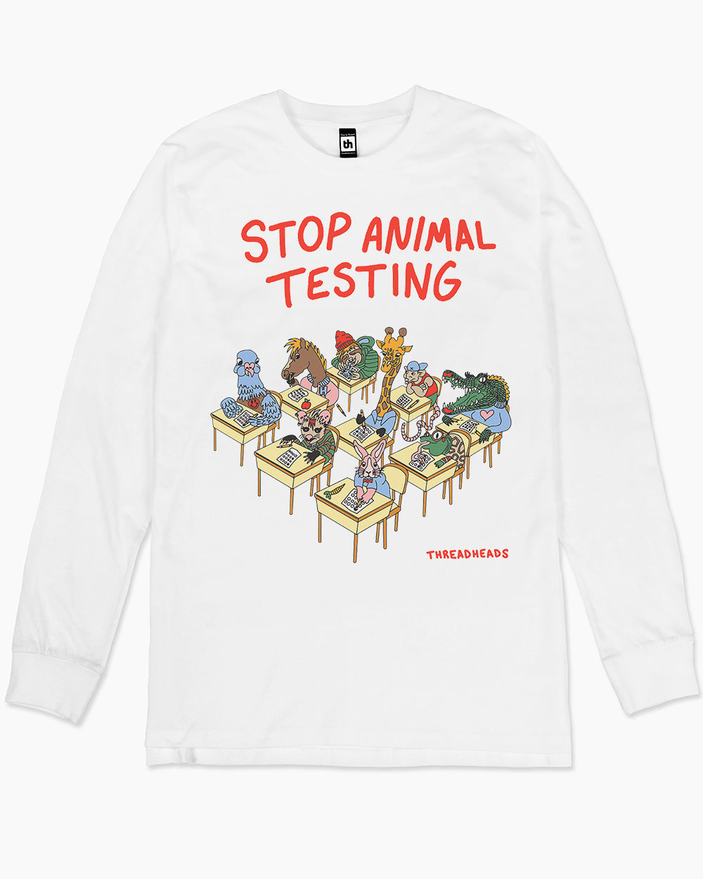 Stop Animal Testing Long Sleeve Australia Online #colour_white