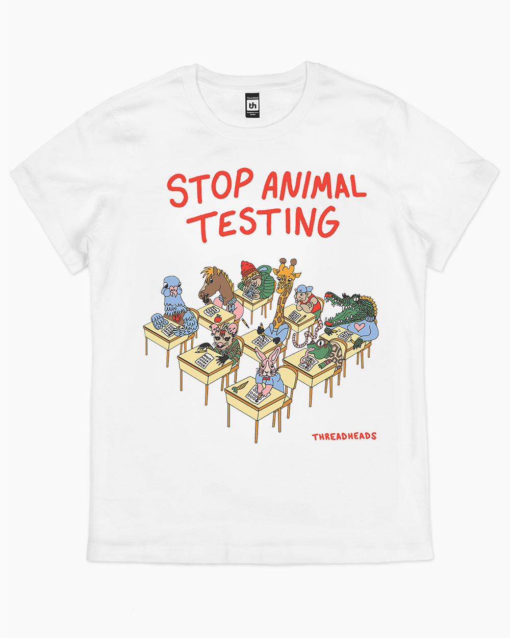 Stop Animal Testing T-Shirt Australia Online #colour_white
