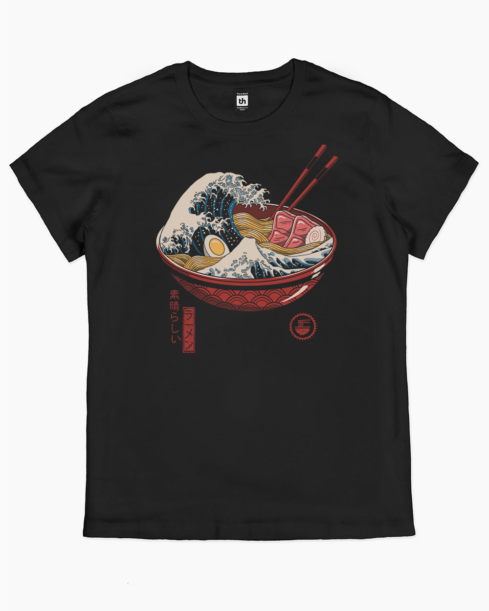 Great Ramen Wave T-Shirt Australia Online #colour_black
