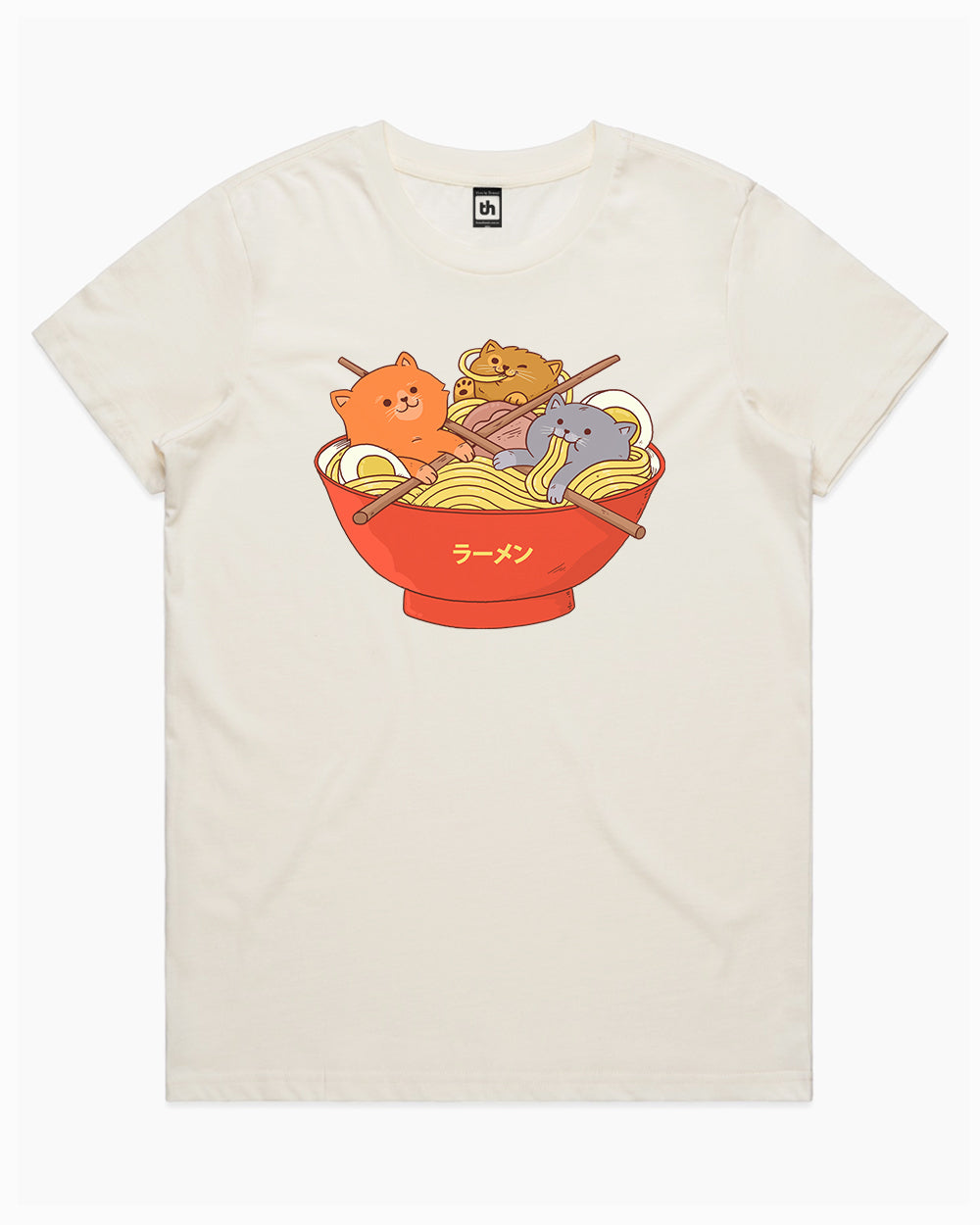 Ramen and Cats T-Shirt Australia Online #colour_natural