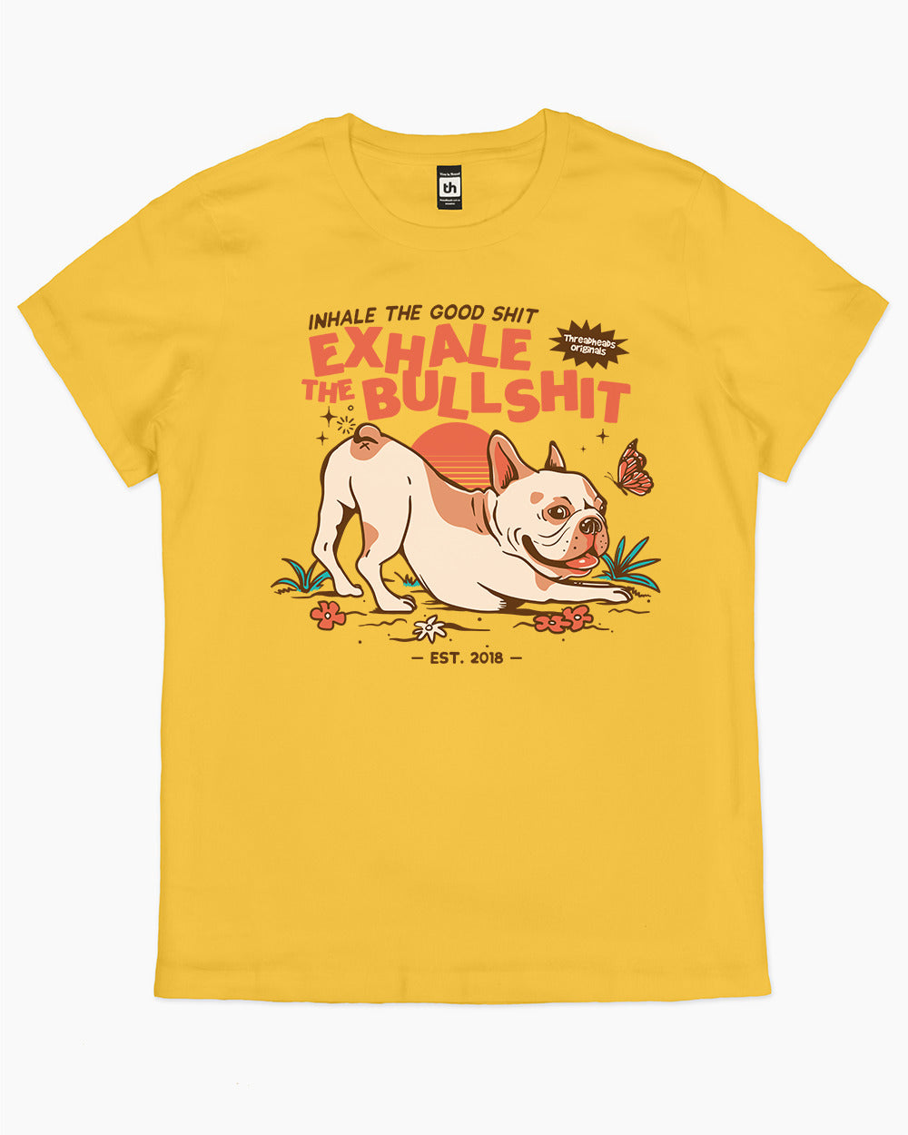 Exhale The Bullshit T-Shirt Australia Online #colour_yellow