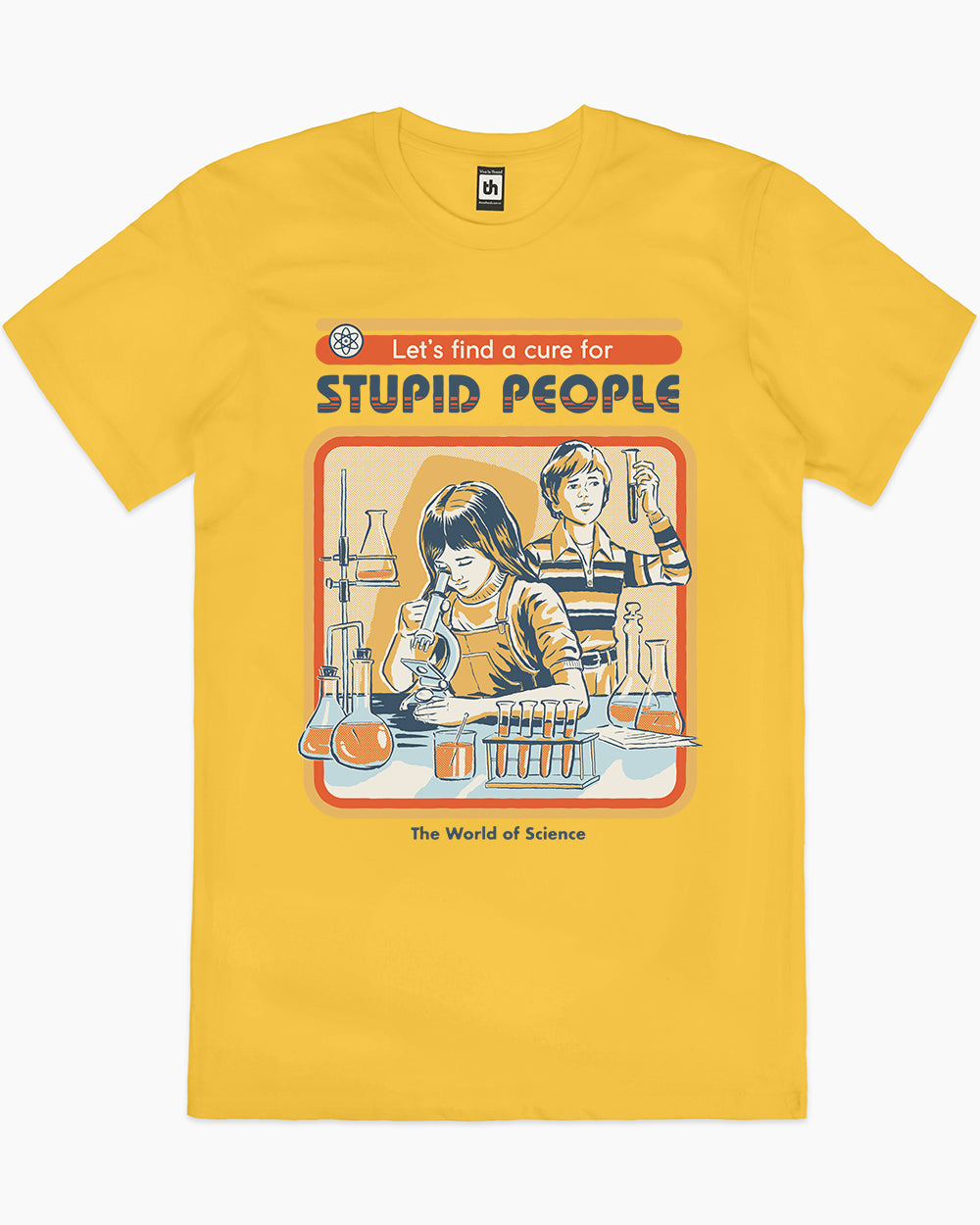 Let's Find a Cure for Stupid People T-Shirt Australia Online #colour_yellow