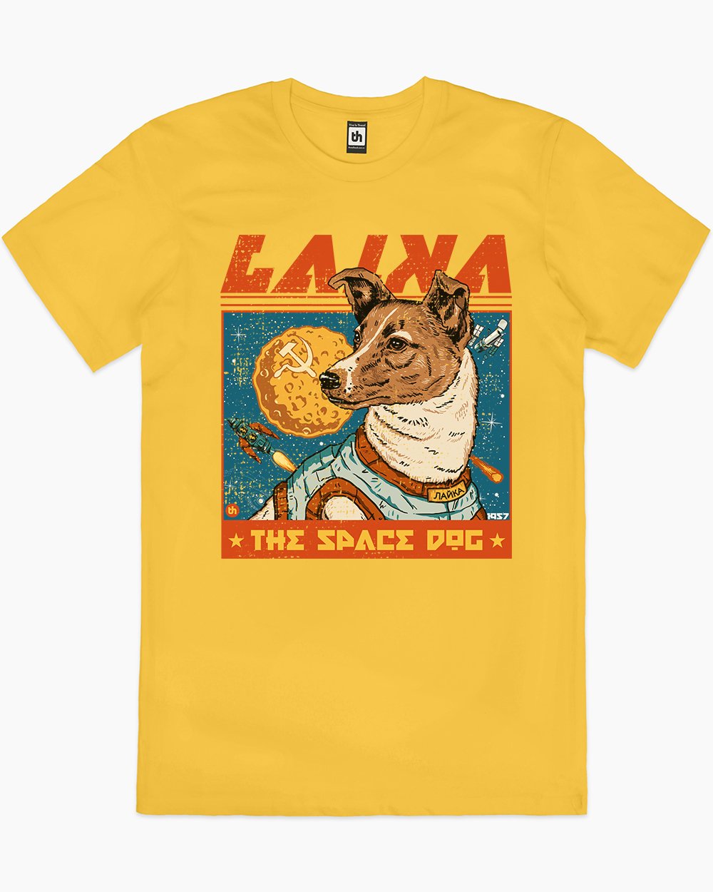 Laika the Space Dog T-Shirt Australia Online #colour_yellow