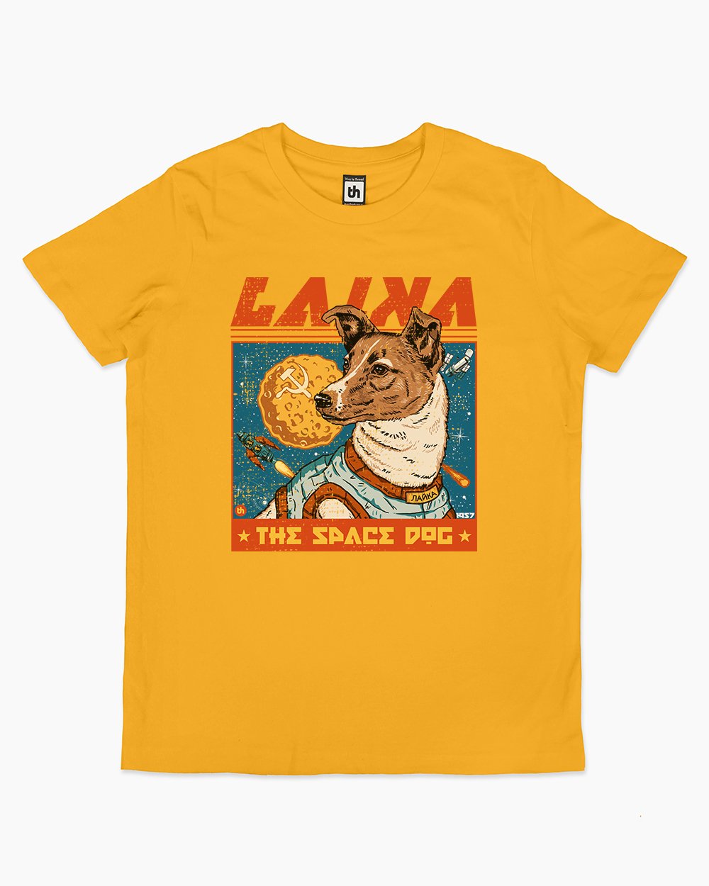 Laika the Space Dog Kids T-Shirt Australia Online #colour_yellow