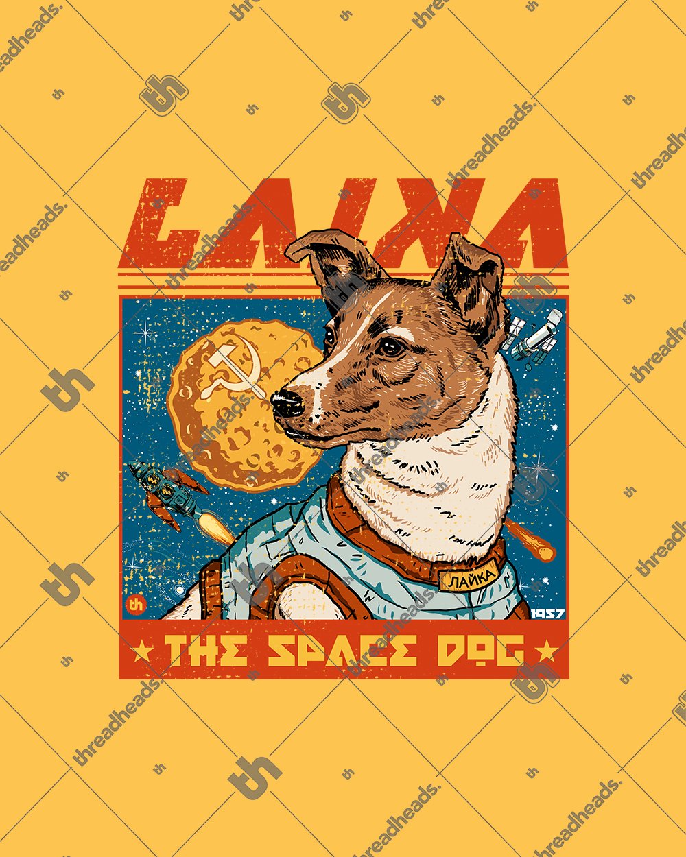 Laika the Space Dog T-Shirt Australia Online #colour_yellow