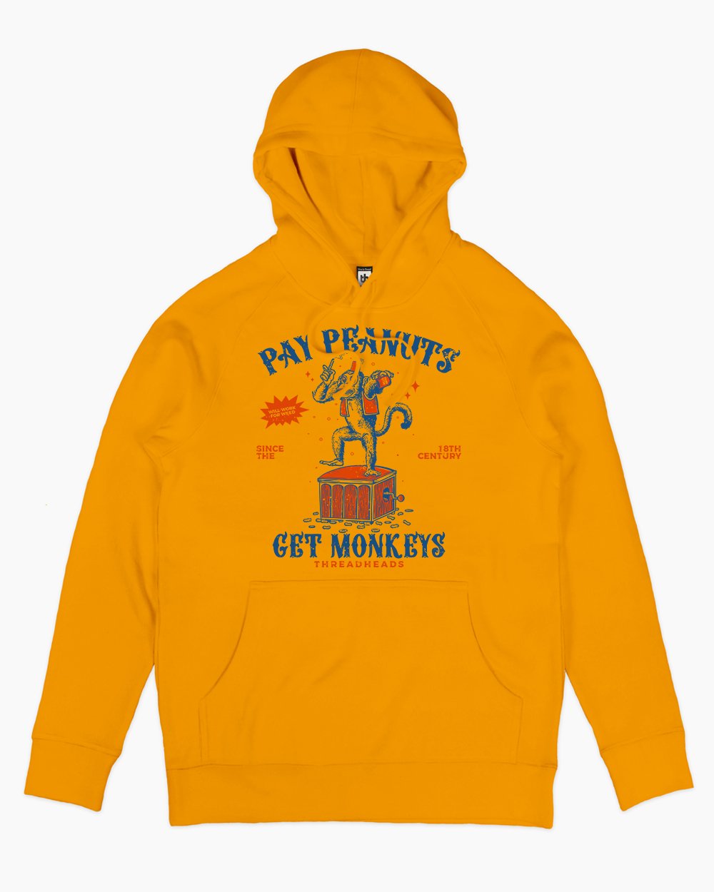 Pay Peanuts Get Monkeys Hoodie Australia Online #colour_yellow