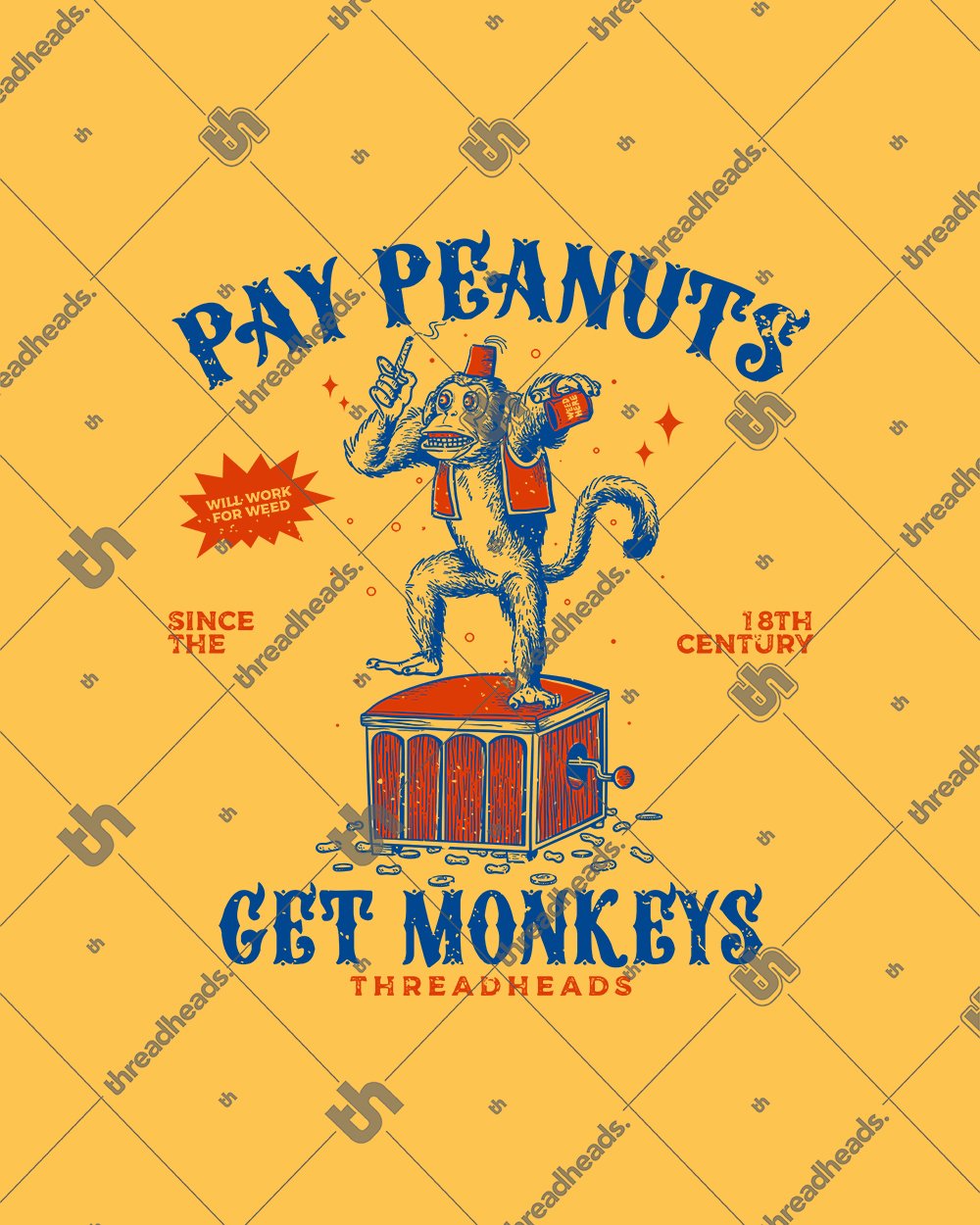 Pay Peanuts Get Monkeys T-Shirt Australia Online #colour_yellow